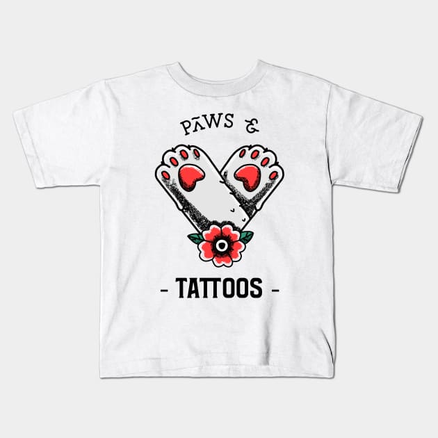 Paws and Tattoos White Kids T-Shirt by SybaDesign